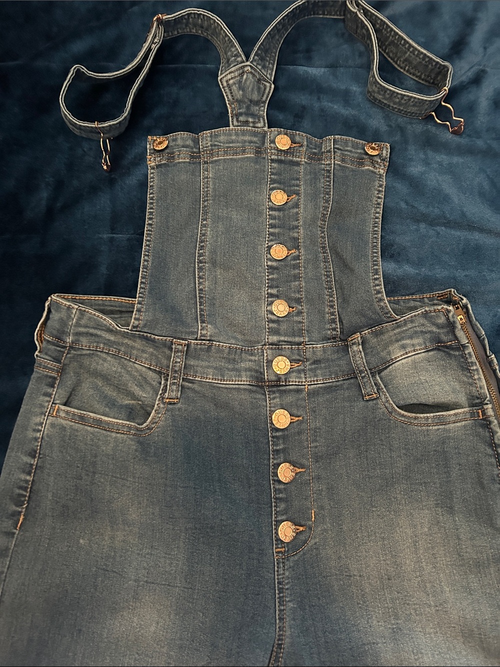 Guess Washed Blue Denim Overalls with Contrast Bib